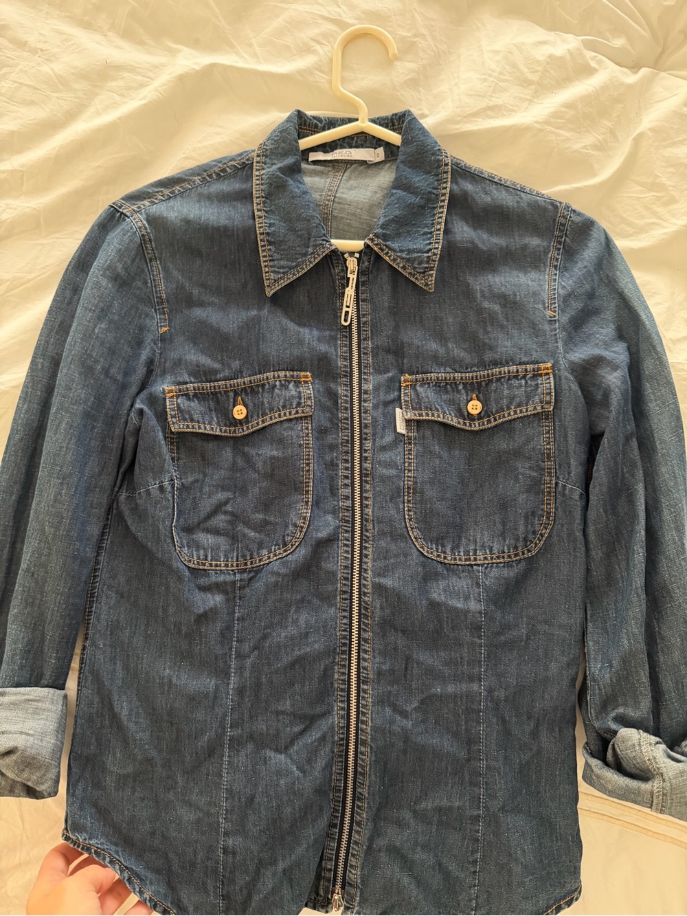 RED Valentino Dark Blue Denim Zip-Up Shirt Jacket